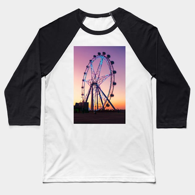 Sunset Behind the Ferris Wheel Baseball T-Shirt by Design A Studios